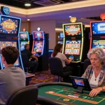 Players immersed in vibrant online gaming at https://eviz.org.uk credit card casinos, showcasing excitement and variety.