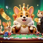 Experience the excitement of Sunwin with royal corgis in a vibrant casino scene.