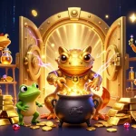 Experience thrilling action with slot modal 10rb in a vibrant, dynamic casino scene filled with gold and gems.
